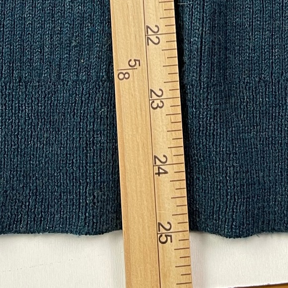 John + Jenn Turtleneck Sweater Ribbed with Lace Up Side Detail Teal Size Large - Picture 7 of 8
